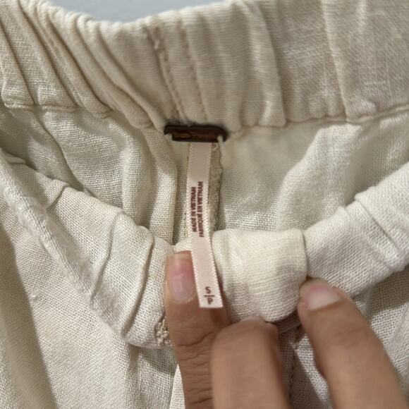 Free People Revolve Tomboy Linen Shorts Size S Color is Cream Oversized - Picture 7 of 14